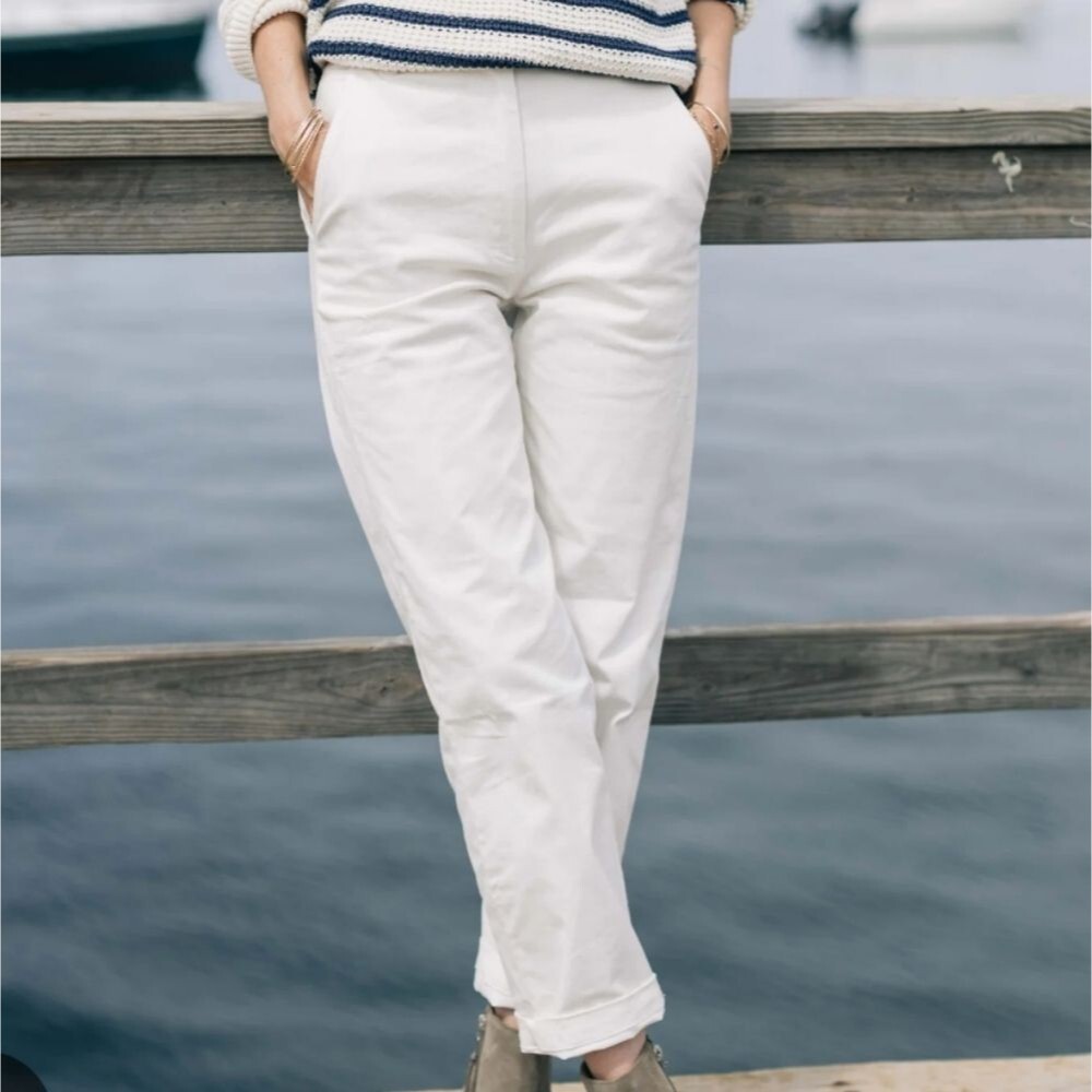 Able Ann Twill Straight Leg Pant antique white 6 coastal grandma Scandinavian
